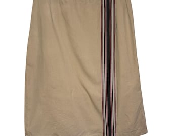 Talbots 100% katoen vintage maat 14 kaki wikkelrok strepen