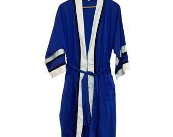 Christian Dior Monsieur Royal Blue Tie Belt Cotton Blend Tie Belt Vintage Robe