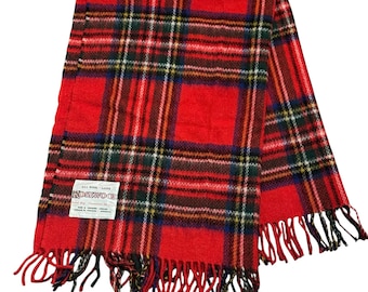 Vintage Tartan geruite palissander 100% wol reisdeken deken Yorkshire Engeland