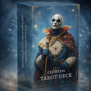 Zestaw kart tarota Blue Dream: 78 ilustrowanych kart w palecie Starry Indigo, z maskującymi archetypami i ozdobnymi obramowaniami dla zaawansowanych początkujących