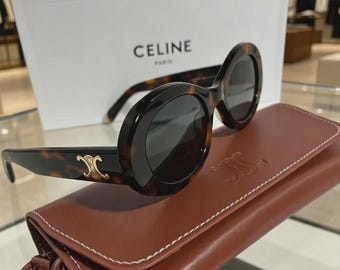 Celine Triomphe 01 Sunglasses IN ACETATE Tortoiseshell Oval-Frame New In Box