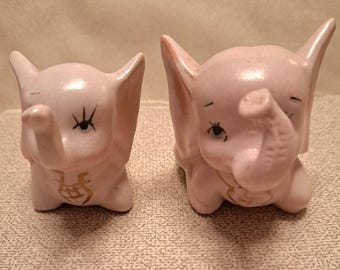 Coppia di statuette di elefanti rosa Taiwan