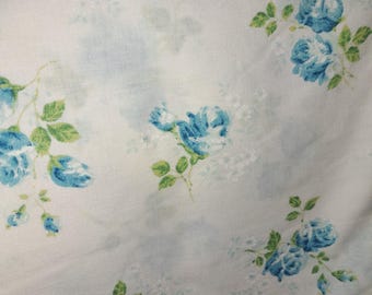 Juego de sábanas de muselina Dan River de los años 70 con estampado floral azul