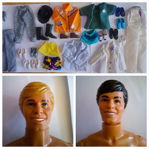 Vintage 1980s Ken Dolls with Unbranded Clothing  and Shoes
