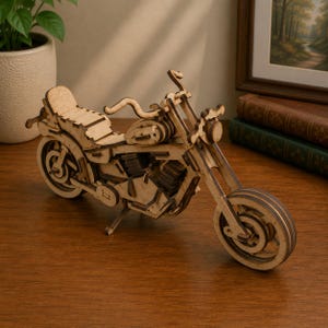 Laser geschnittenes 3D Motorrad SVG | Holz Chopper Motorrad Puzzle Modell | CNC Laser Cut Dateien | Glowforge xTool LightBurn Dxf eps AI