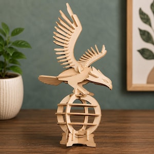 Laser Cut Eagle SVG | 3D Wooden Eagle Puzzle Model | Bald Eagle Laser Cut Files | Cnc SVG for Glowforge xTool LightBurn DXF