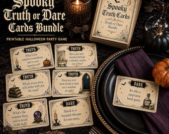 Tarjetas de Verdad o Reto espeluznantes / Paquete de juegos imprimibles para fiestas de Halloween