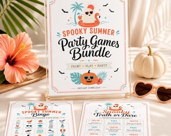 Bingo de Halloween para imprimir / Paquete para fiesta de verano espeluznante, Verdad o reto en PDF