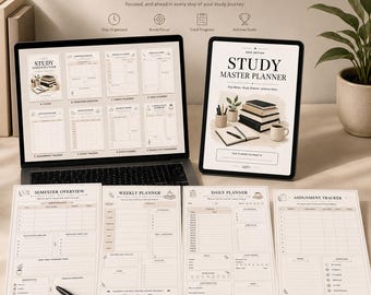 Study Master Planner PDF | Assignment Tracker, Semester Overview, Exam Schedule Bundle