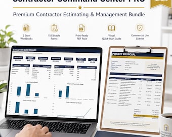 Contractor Estimate Spreadsheet | Project Management Dashboard, Proposal Forms, Job Costing Bundle