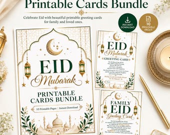 Paquete imprimible de Eid / Tarjetas, etiquetas de regalo, páginas de actividades para niños, set de Mubarak