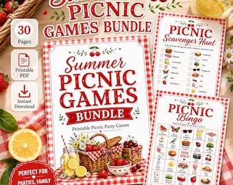 Summer Picnic Games Printable PDF | Party Games, Fun Cards, Family Activities