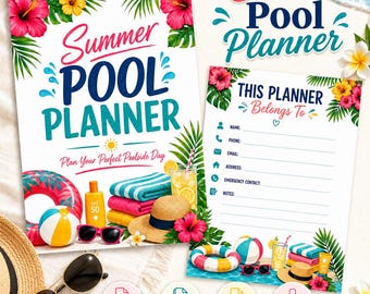 Planificador de verano para la piscina / Fiesta, lista de verificación, juegos (PDF imprimible)