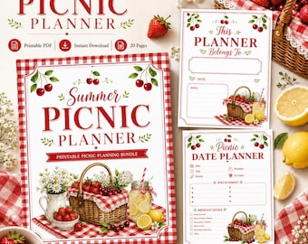Summer Picnic Planner Printable PDF | Picnic Menu Budget Games
