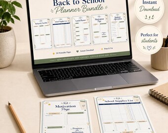 Planificador de regreso a clases imprimible, planificador estudiantil en PDF, registro de tareas.