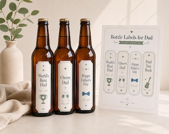 Cupones imprimibles para el Día del Padre / Boletos de regalo, etiquetas para botellas y certificado de agradecimiento para papá