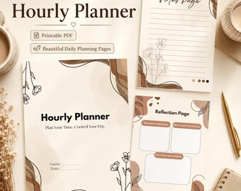 Planificador horario imprimible en PDF / Horario diario, lista de prioridades, página de notas
