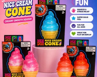 Nee Doh Nice Cream Cone Quetsch-Eiscreme-Stressabbau-Spielzeug, weiches Fidget-Spielzeug, Kindergeschenk
