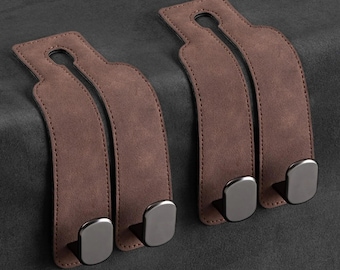 Leather Car Headrest Hook, Purse Holder, Phone Stand, Organizer Accessory