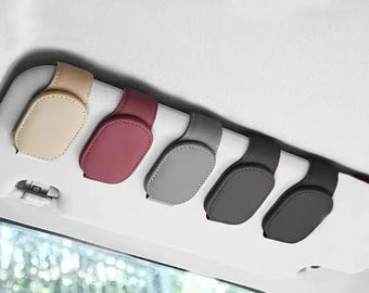 Personalized Leather Car Visor Glasses Holder, Sunglasses Clip, Auto Organizer