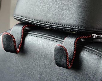 Leather Car Headrest Hook, Purse Holder, Accessories Organizer