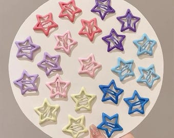 Colorful Star Hair Clips, Girls Barrettes, Kawaii Snap Accessories (3cm x 3cm)