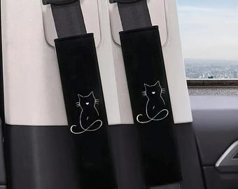 Seat Belt Cover Cat Pattern, Plush Car Safety Protector Pad, Soft Comfort Accessory