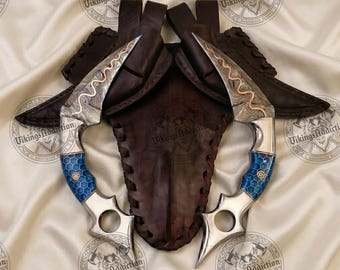 Hand-Forged  Copper Damascus Steel Dual Karambit knives | Viking knives | Gift for him
