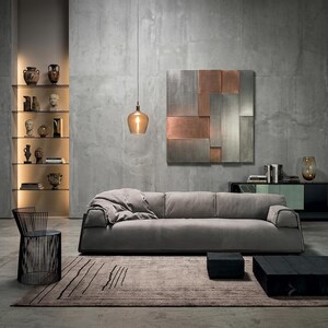 Nordic Light Luxury Real Cowhide Leather Sofa | Modern Industrial Low Profile Couch | Italian Minimalist Apartment & Lounge Seating
