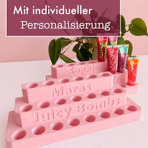 Für echte Juicy Bomb Fans - Personalisierter Lipgloss Halter mit Wunschschriftzug | Geschenk für Beauty Liebhaberin | MakeUp Aufbewahrung