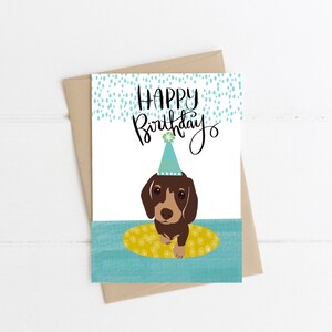 Dackel Geburtstagskarte, Happy Birthday, Schokolade Dackel Grußkarte, lustige Karte, Dachshund, Dackel Art