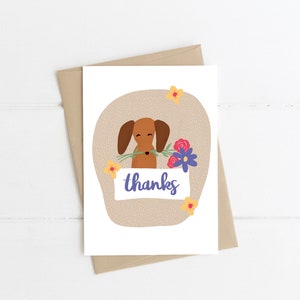 Dachshund Thanks Greeting Card, Thank you, Dachshund, sausage dog greeting card