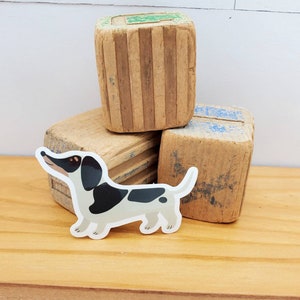 Dackel Vinyl Aufkleber, 7,5 cm Schwarz und Weiß Torte Bald Glatt Glatthaar Dackel,dackel hund,wurst hund,doxie hund,hund,hund