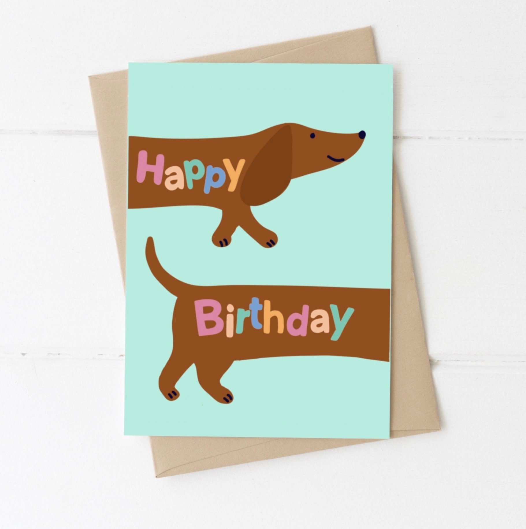 Dachshund Birthday Card: Funny Sausage Dog Illustration - Etsy