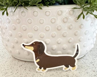 Chocolate Tan Dachshund Vinyl Sticker - Doxie Art (3")