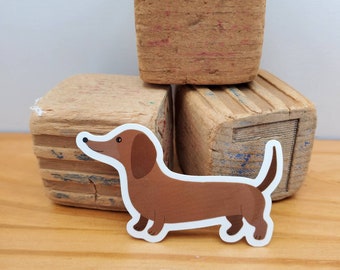Dachshund Vinyl Sticker, 3", Red Smooth coat dachshund,wiener dog, dachshund sticker vinyl , doxie cute sticker dachshund art