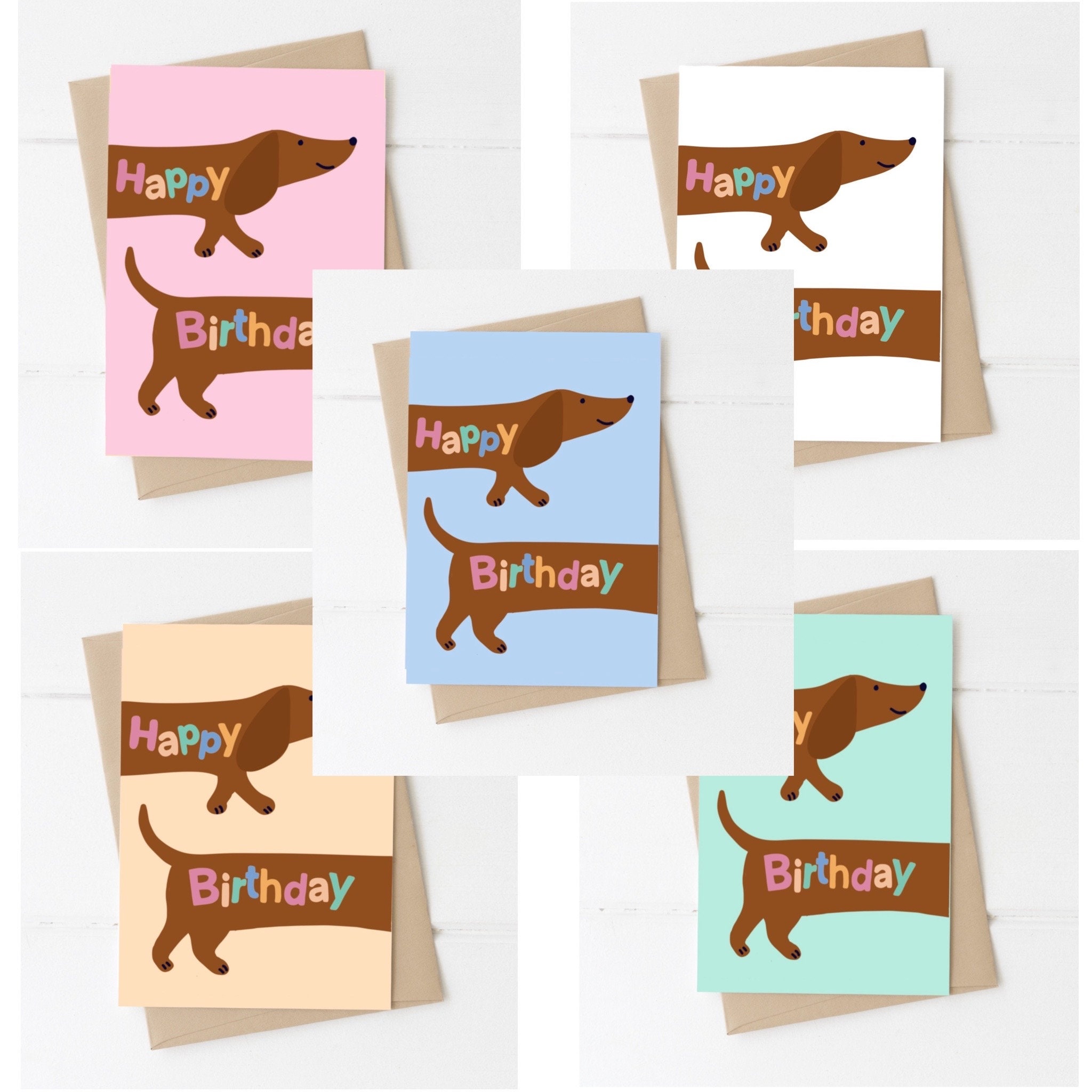Dachshund Birthday Card: Funny Sausage Dog Illustration - Etsy