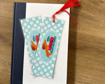 Dachshund Bookmark: Laminated Dog Lover Gift with Optional Tassel