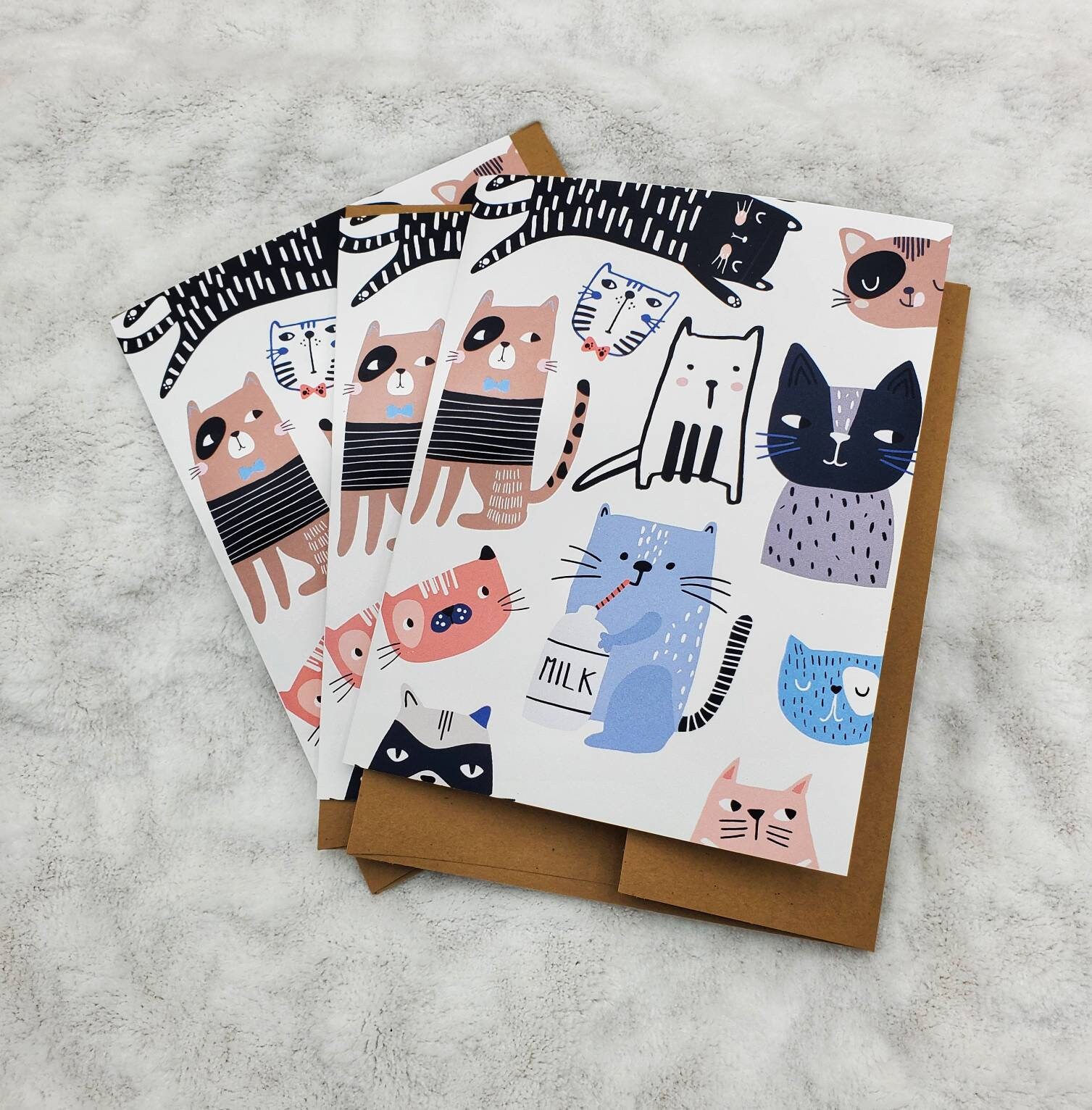 Cat Note Card Lots of Cats Greeting card Kitty Blank Note Etsy
