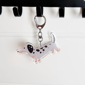 Dapple Dachshund Keychain: Double Sided Acrylic Doxie Charm