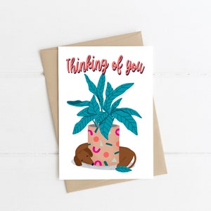 Dachshund Greeting Card, Thinking of you flowerpot, Dachshund card, cute card,  dachshund, sausage dog card wiener dog