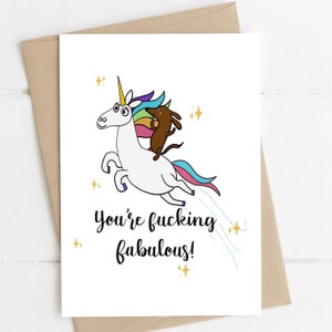 Dackel Lustige Karte, You're fucking fabelhaft, Doxie Grußkarte, lustige Fluchen Hund Karte, Einhorn Dackel Illustration