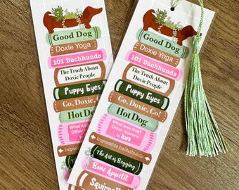 Dachshund Bookmark: Laminated Dog Lover Gift (With or Without Tassel)
