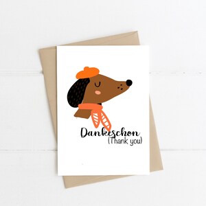 Dachshund Thank You card, Dankeschon, Dachshund Thank you Greeting card sausage dog greeting card dachshund illustration dachshund art