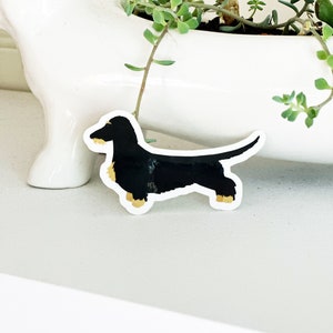 Wirehared Dackel Vinyl Aufkleber, 2.5", Schwarz Tan Wire Haired Coat Dackel, Dackel Hund, niedlicher Doxie Aufkleber Dackel Geschenk