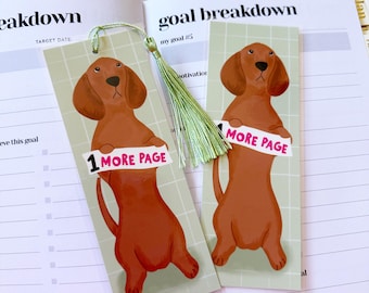 Dachshund Illustration Bookmark: Laminated Dog Lover Gift