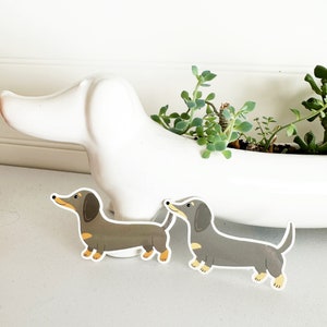 Dachshund Vinyl Sticker, Isabella Tan oder Grey Glatter Mantel Dackel, Dackel Hund Aufkleber Vinyl, Doxie Dackel Aufkleber