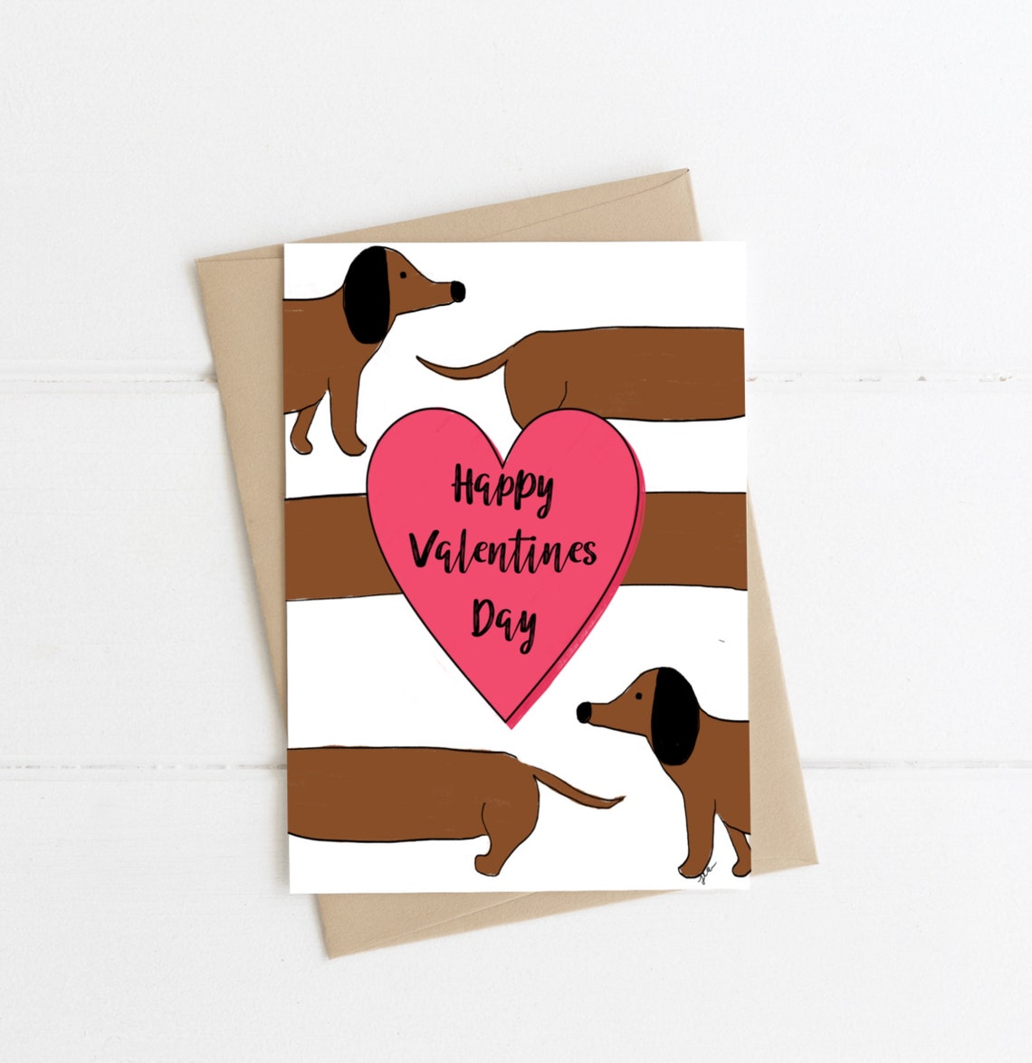 Dachshund Downloadable Greeting Card Happy Valentines Day | Etsy