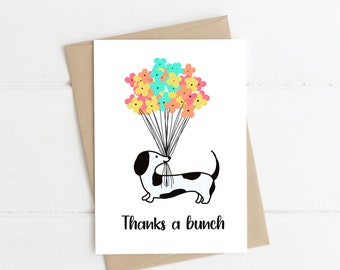 Dachshund Thank You Card: 'Thanks a Bunch' Sausage Dog