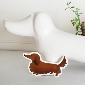 Dachshund Vinyl Sticker, 3", Red LONG Hair Dachshund, wiener dog, dachshund sticker vinyl , doxie cute sticker dachshund art